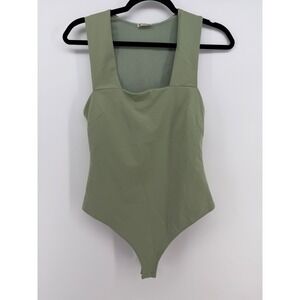 Free People Intimately Bodysuit Womens Sm. Green Square Neck Wide Strap Stretch